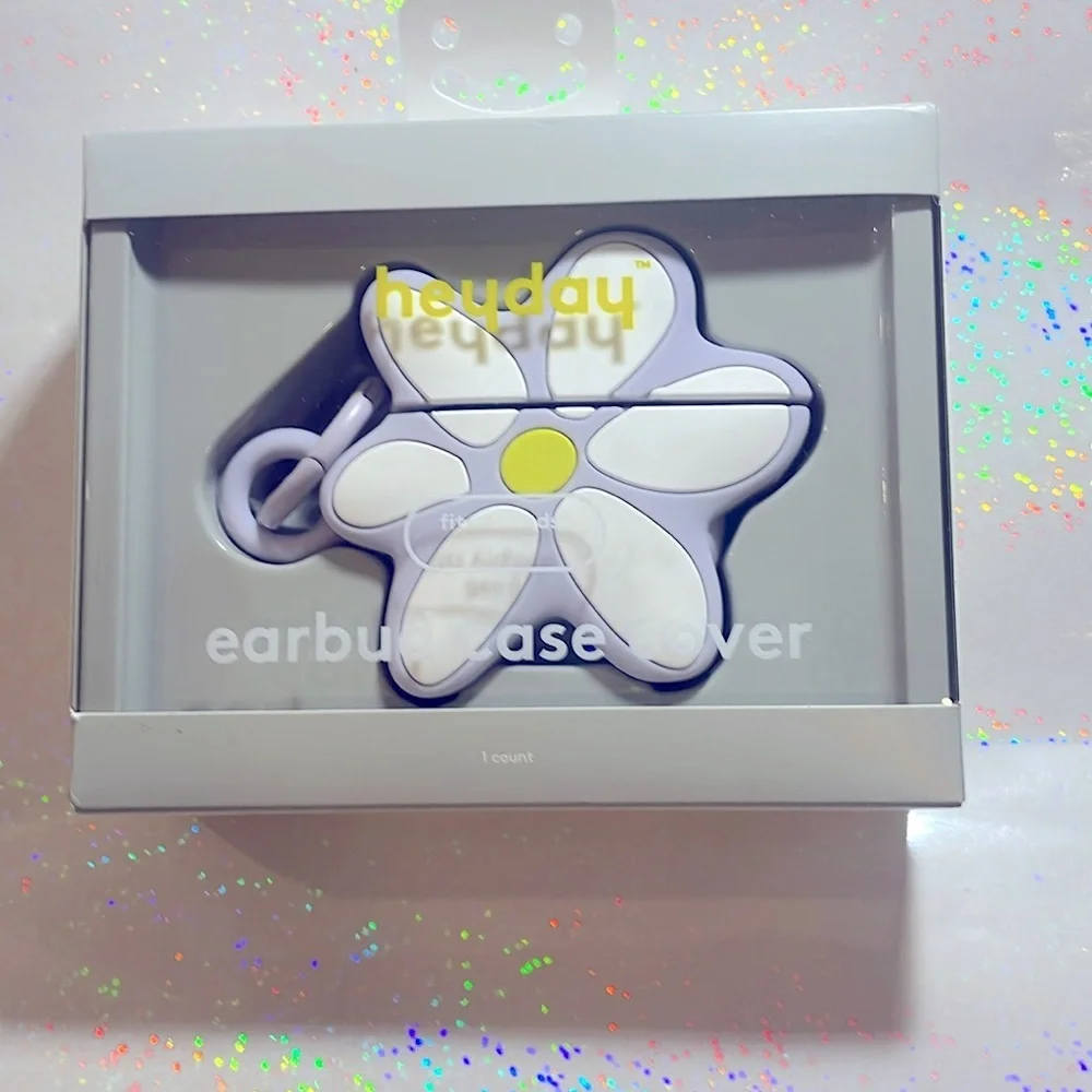 Heyday Purple and White Flower Earbud Case Cover